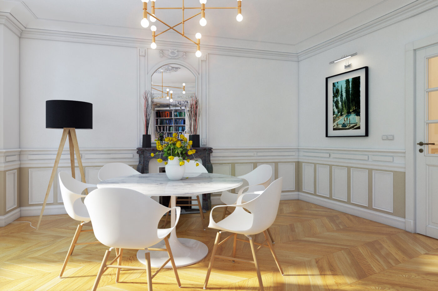 salle à manger ouverte conçue par Karine Perez