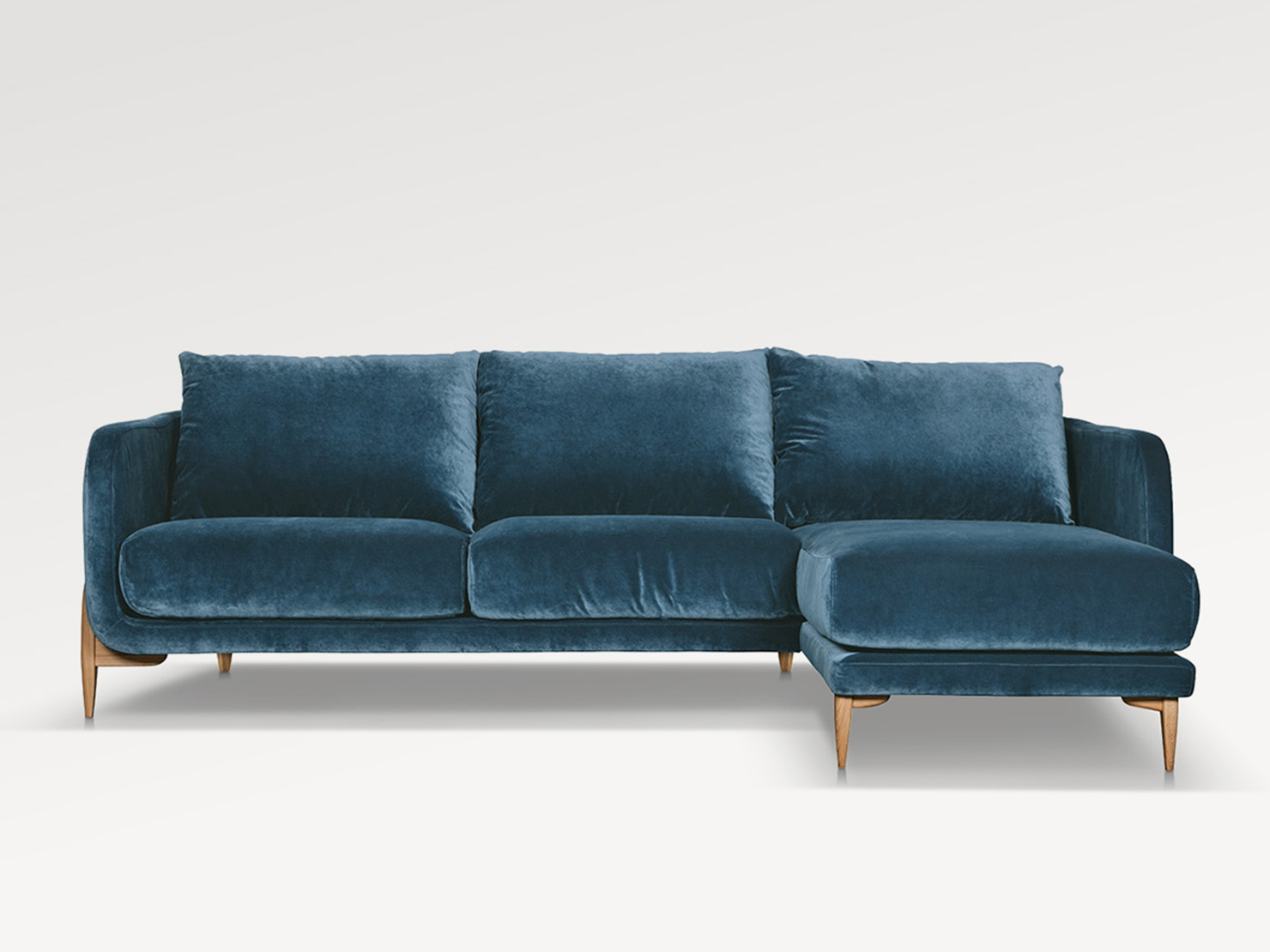 acheter Canapé d'angle velours 12 navy blue Carnavalet (coussins placés) - 250x152/84x97cm - FRANCE CANAPÉ ®