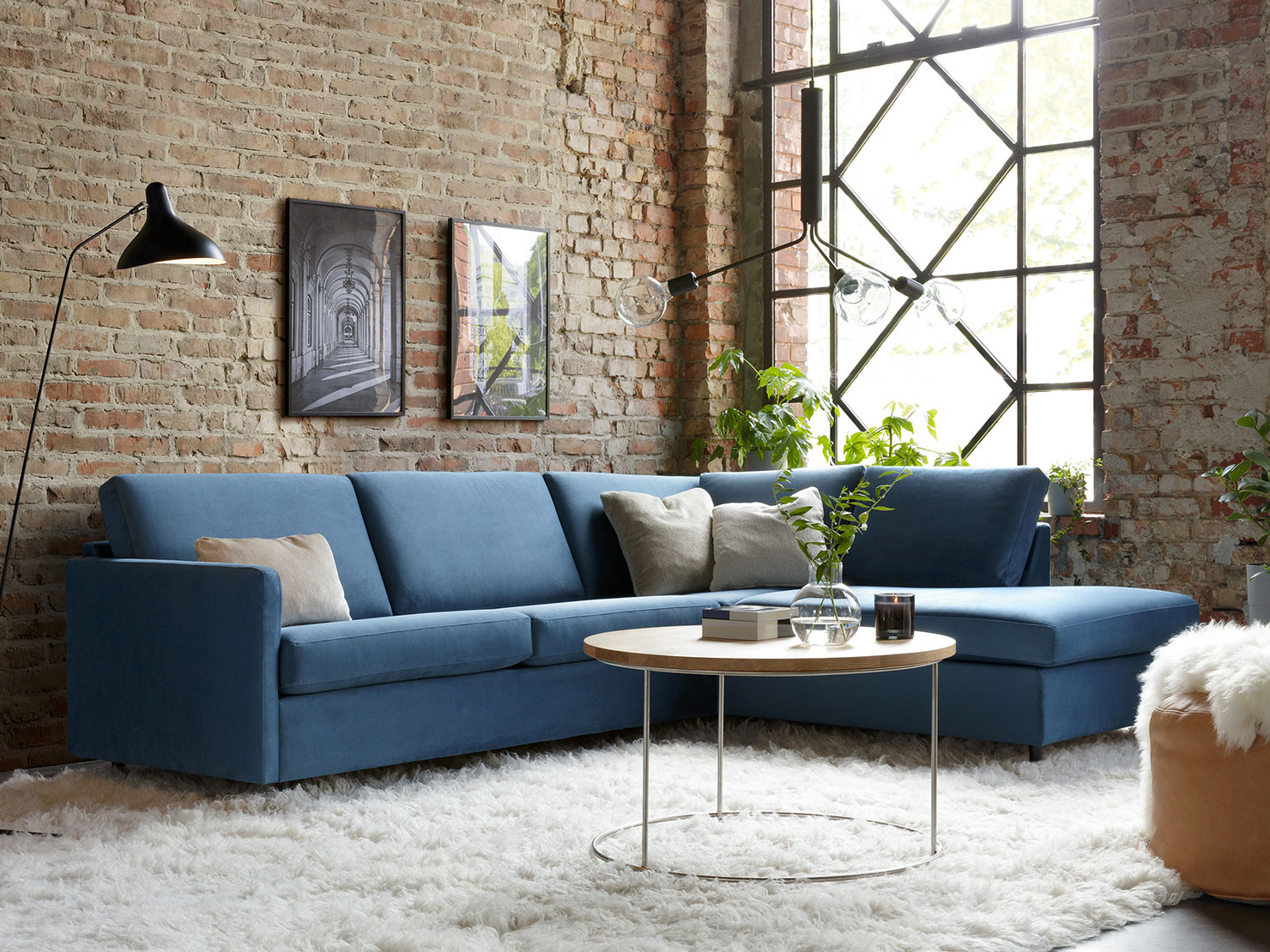 acheter Canapé d'angle tissu uni 1988 indigo blue Enghien - 237x202x82cm - FRANCE CANAPÉ ®