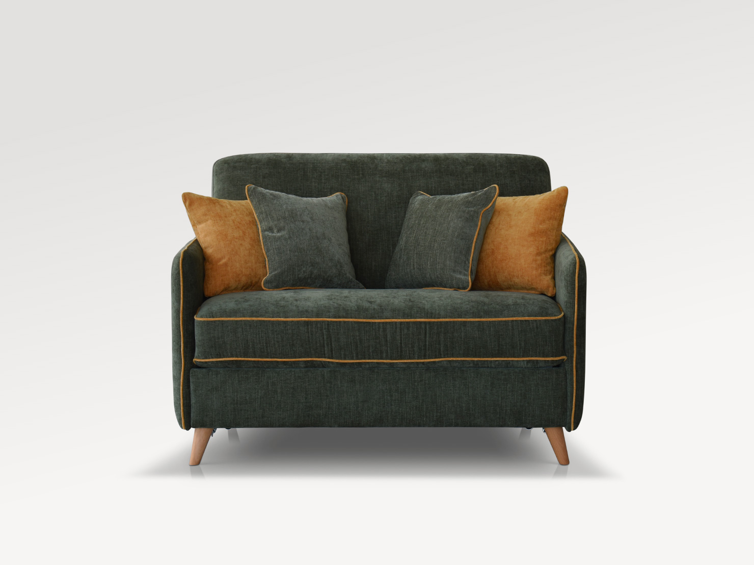 Petit canapé convertible tissu chiné vert Eze - 127x92x97cm - FRANCE CANAPÉ