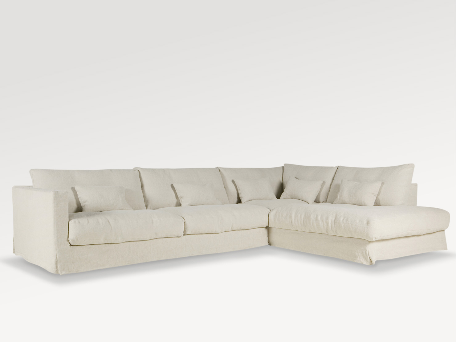 acheter Canapé d'angle tissu uni 1 (23) natur Belle ile - 346x235x85cm - FRANCE CANAPÉ ®