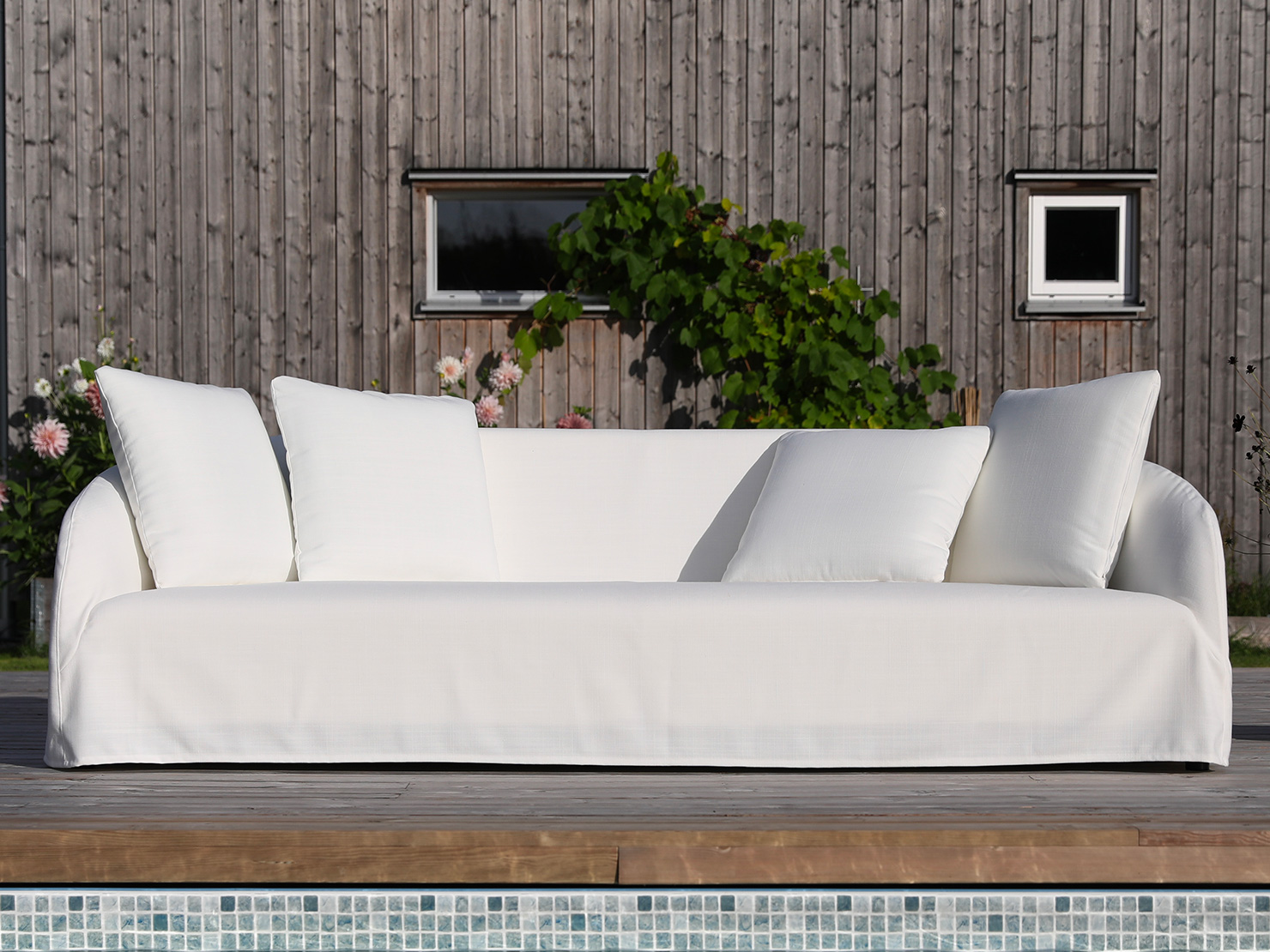 acheter Canapé 4 places outdoor tissu uni blanc Bonifacio - 248x98x81cm - FRANCE CANAPÉ ®