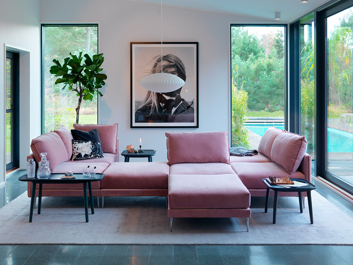 acheter Canapé modulable velours 17 pink Saint-paul - 263x182x87cm - FRANCE CANAPÉ ®