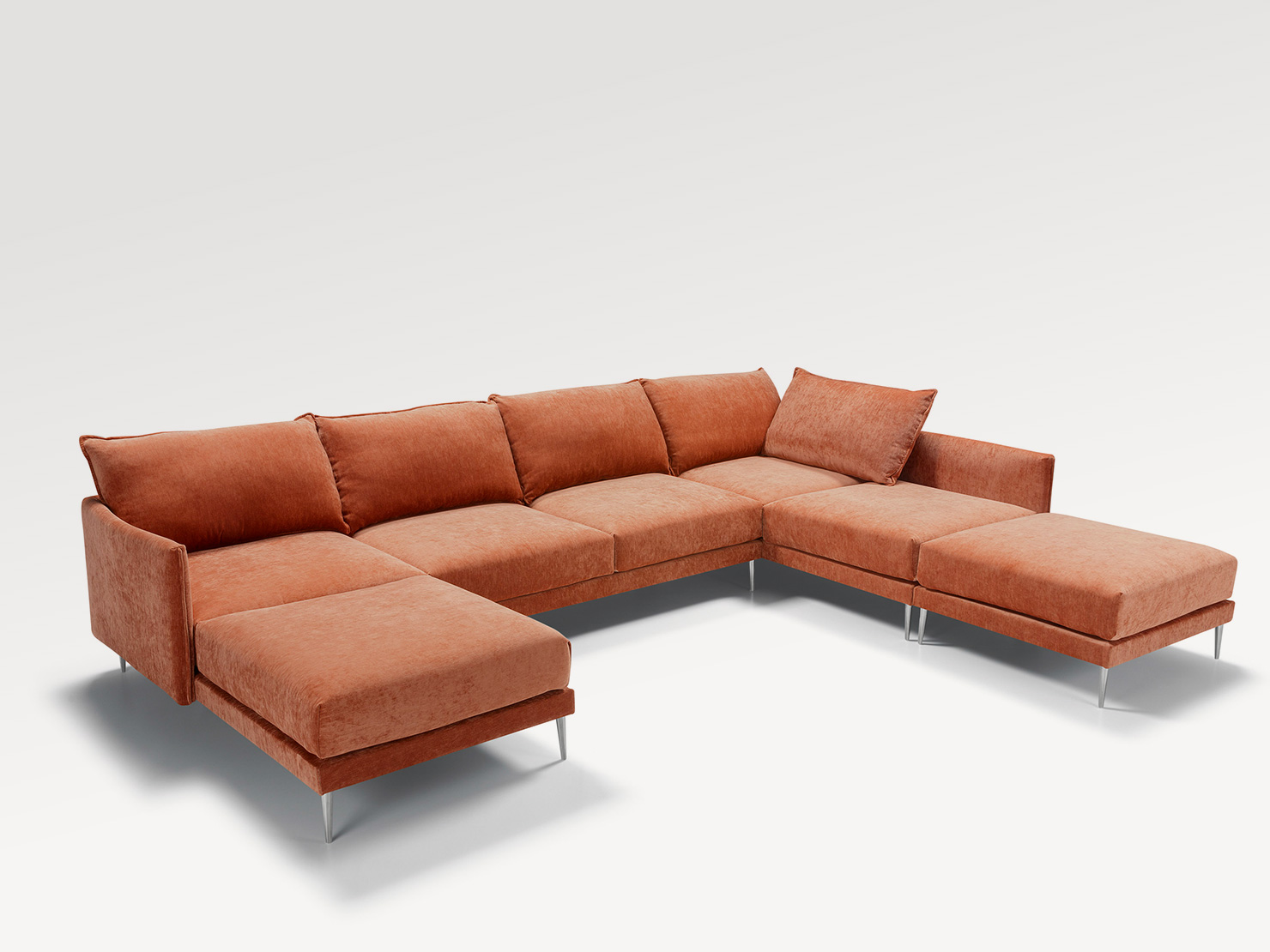 acheter Canapé modulable tissu uni 3644 coral Saint-paul - 263x263x87cm - FRANCE CANAPÉ ®