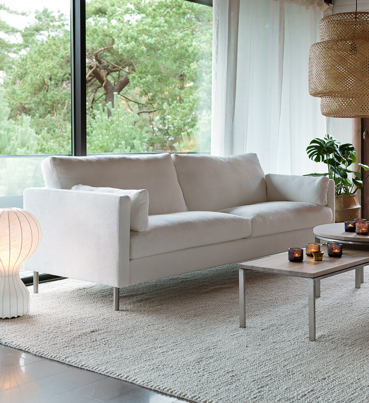 acheter Canapé 2.5 places tissu chenille blanc Menton - 196x92x82cm - FRANCE CANAPÉ ®