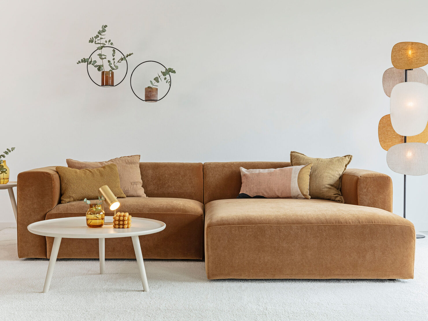 acheter Canapé d'angle velours marron Nappéa - 268x70x162cm - FRANCE CANAPÉ ®