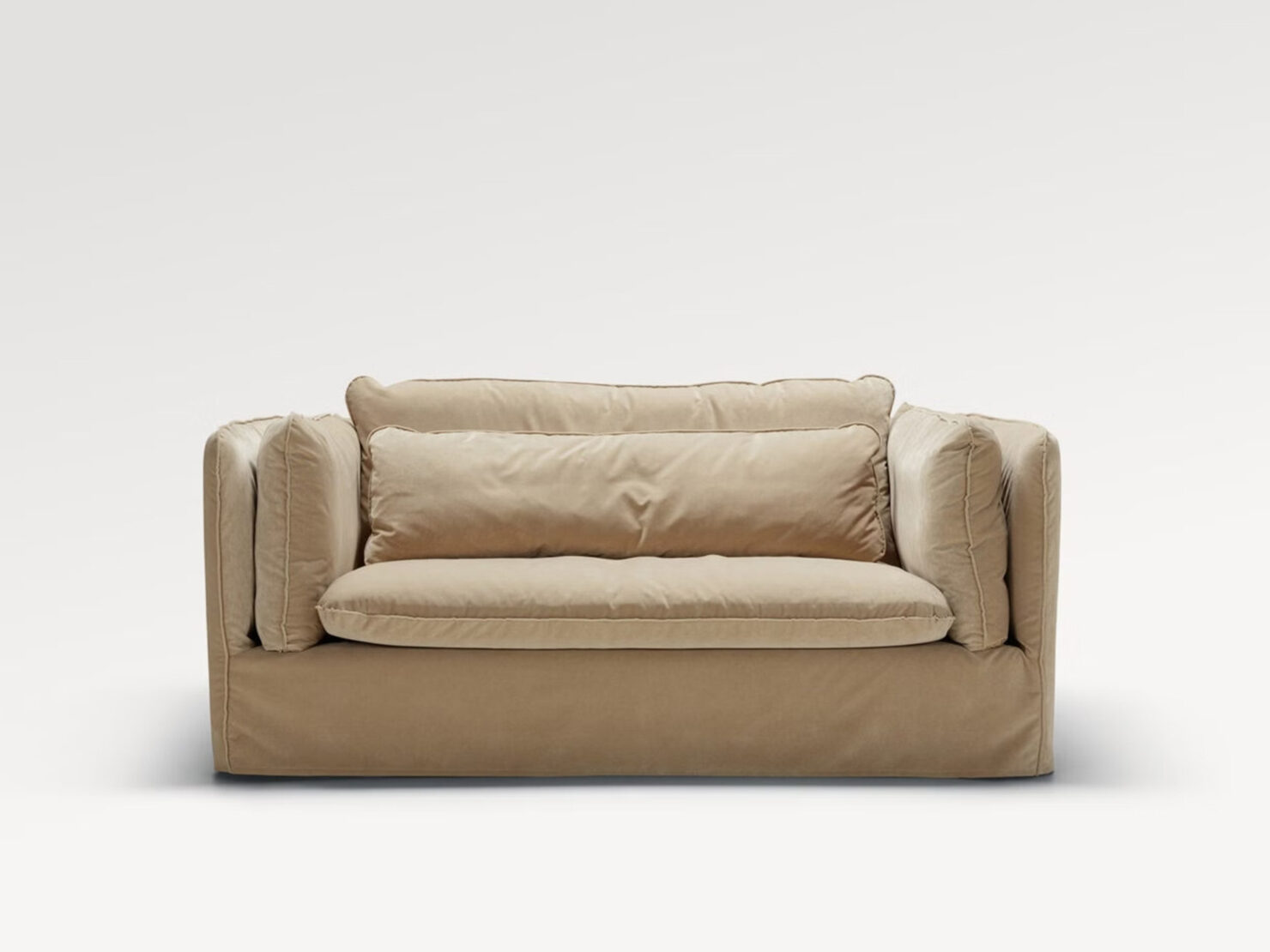 acheter Canapé 2 places velours beige Snug - 188x109x83cm - FRANCE CANAPÉ ®