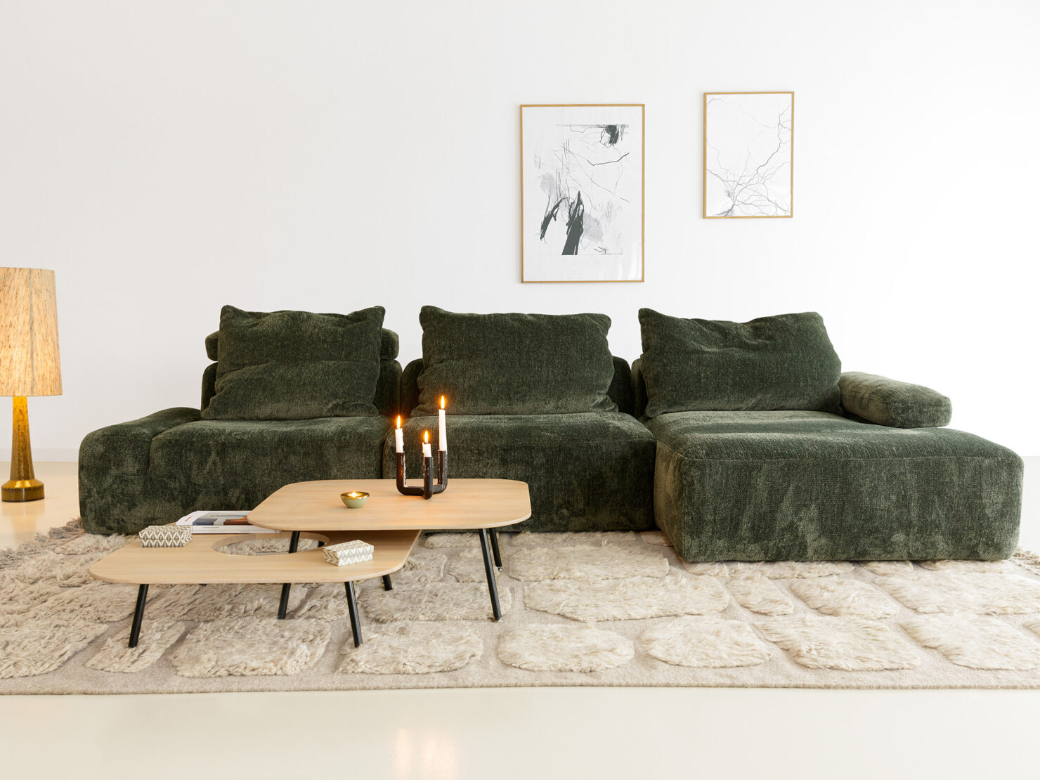 acheter Canapé d'angle tissu chenille vert Ferney-Voltaire - 335x105/155x93cm - FRANCE CANAPÉ ®