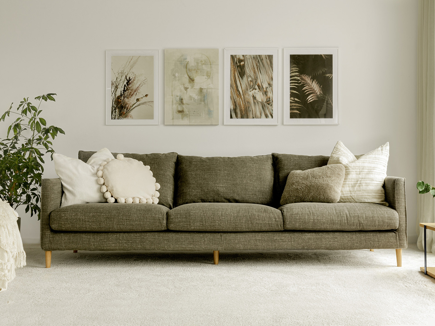 acheter Canapé 3 places xl tissu uni vert Balzac (coussins placés) - 263x93x84cm - FRANCE CANAPÉ ®