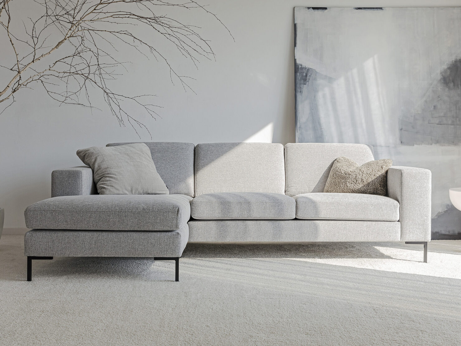 acheter Canapé d'angle tissu texturé gris Passy - 250x98x80cm - FRANCE CANAPÉ ®