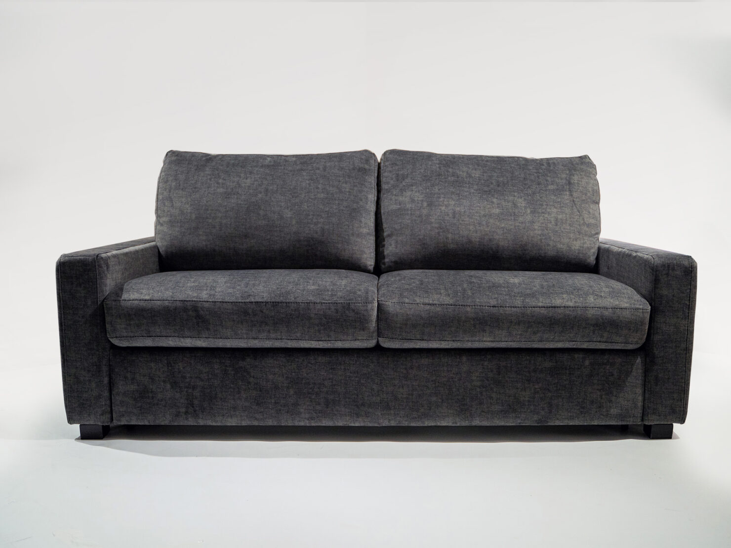 Canapé convertible velours gris anthracite Cambronne - 195x92x97cm - FRANCE CANAPÉ