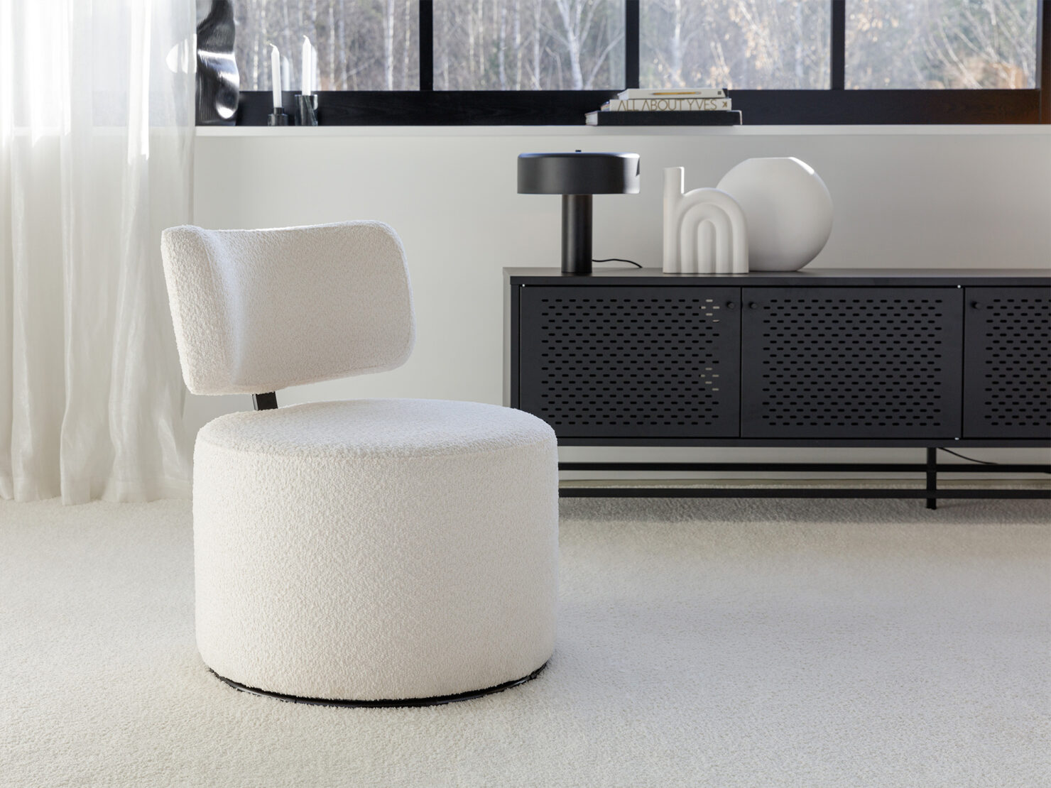 acheter Fauteuil tissu chenille blanc Millau - 61x68x76cm - FRANCE CANAPÉ ®