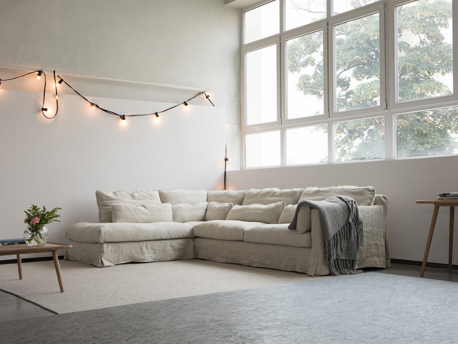 acheter Canapé d'angle tissu uni beige Montelimar - 309x220x82cm - FRANCE CANAPÉ ®