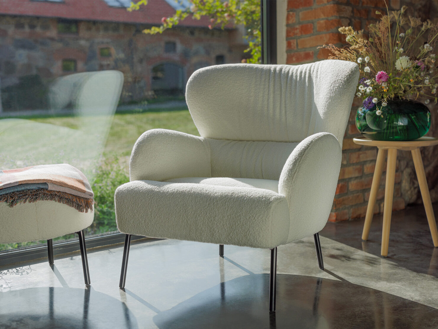 acheter Fauteuil tissu bouclette blanc Rouen - 79x86x92cm - FRANCE CANAPÉ ®