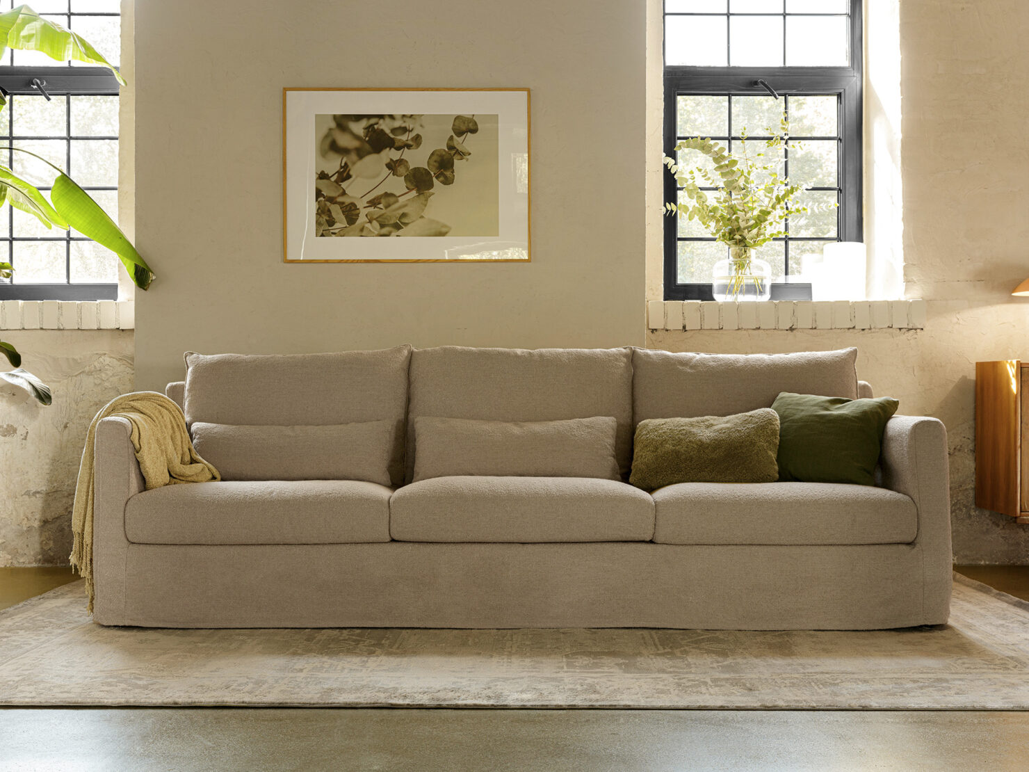 acheter Canapé 3 places xl tissu texturé beige SEVRES - 263x103x94cm - FRANCE CANAPÉ ®