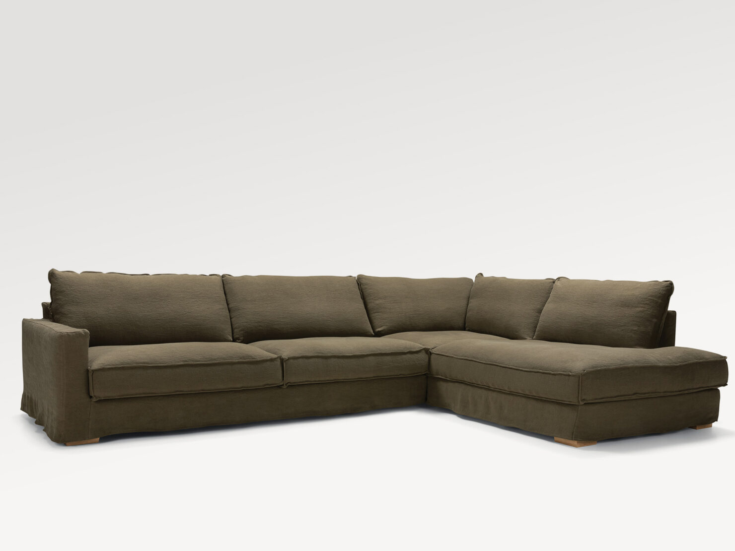 acheter Canapé d'angle tissu uni vert Aléria - 347x235/126x85cm - FRANCE CANAPÉ ®