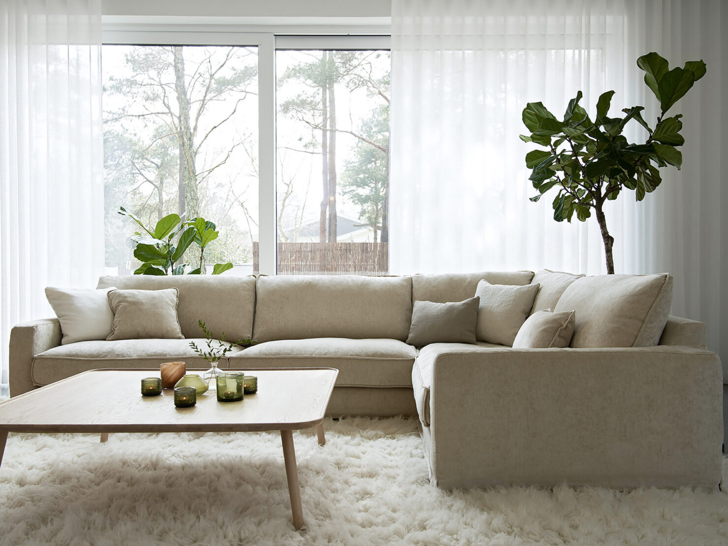 acheter Canapé d'angle tissu chenille beige Aléria - 332x226x85cm - FRANCE CANAPÉ ®