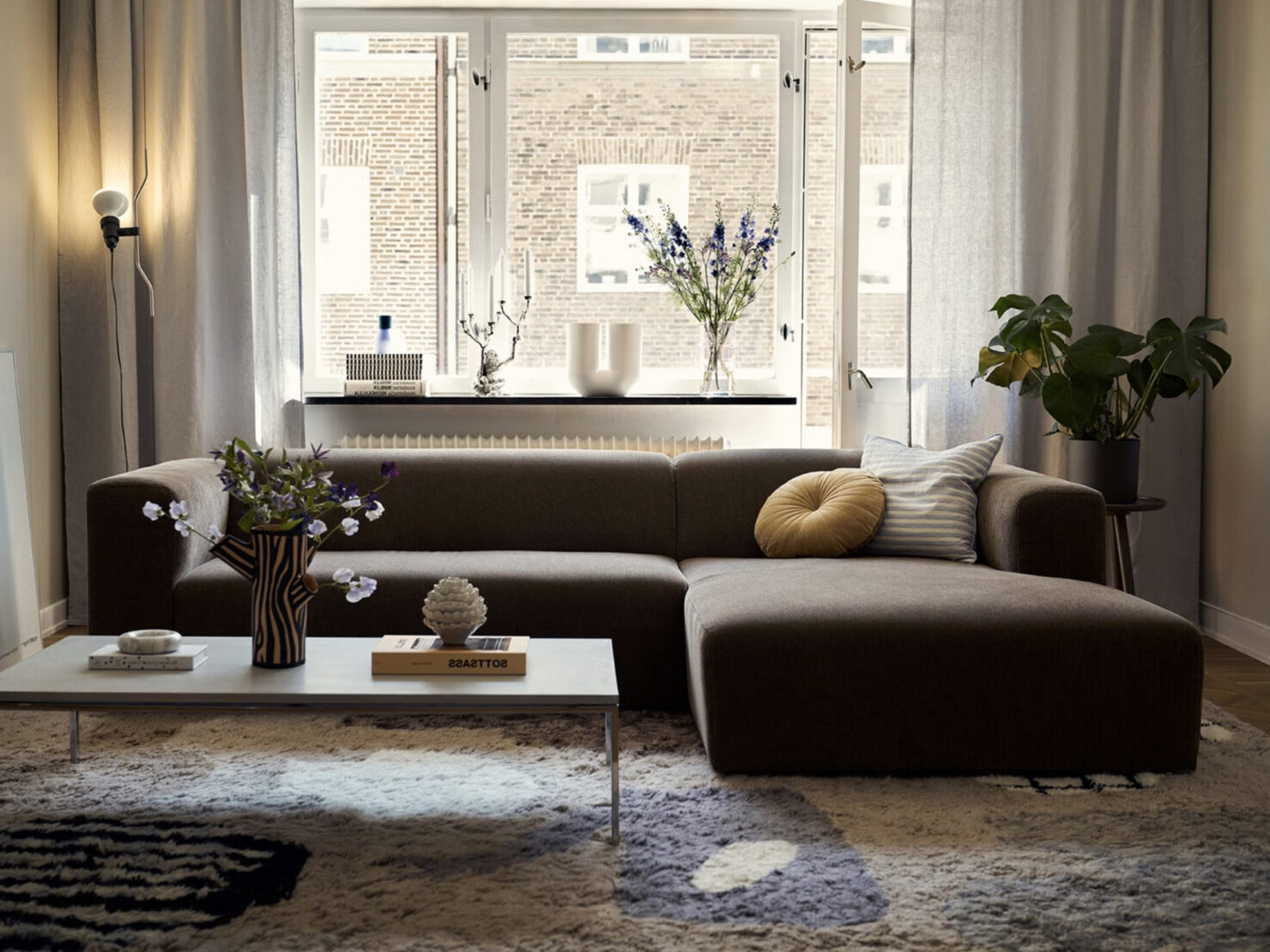 acheter Canapé d'angle tissu texturé marron Merignac - 280x170x70cm - FRANCE CANAPÉ ®