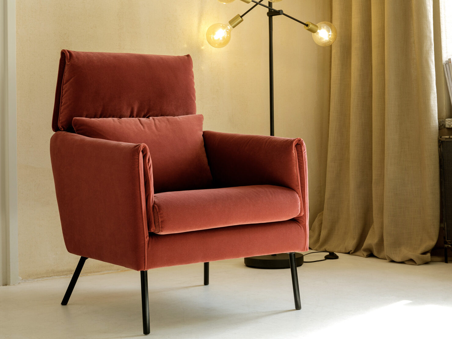 acheter Fauteuil velours terracotta Pyramides - 69x87x95cm - FRANCE CANAPÉ ®