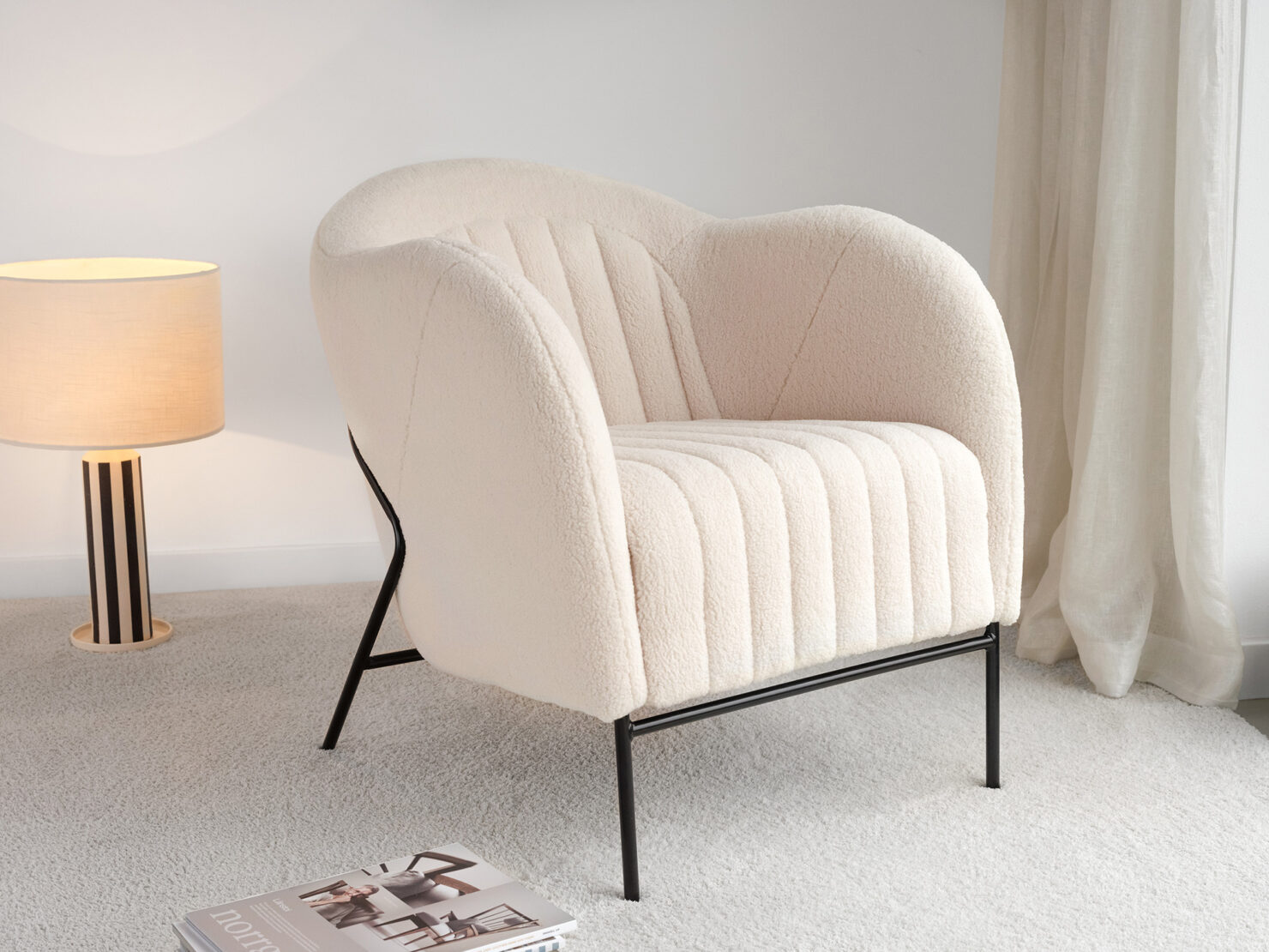 acheter Fauteuil tissu chenille blanc Matignon - 65x81x70cm - FRANCE CANAPÉ ®