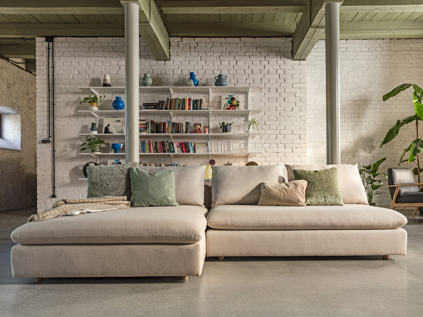 acheter Canapé d'angle tissu texturé beige Monaco - 334x84x108x165cm - FRANCE CANAPÉ ®
