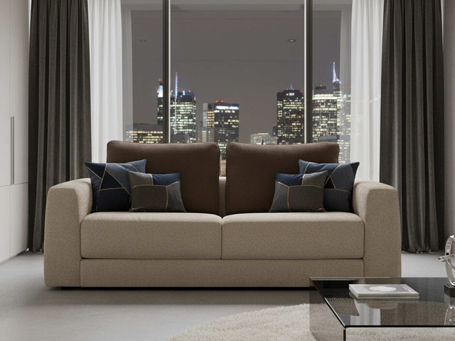 acheter Canapé convertible 3 places tissu uni 4 Lino Scuro Esterel - 208 x 102 x 92cm - FRANCE CANAPÉ ®