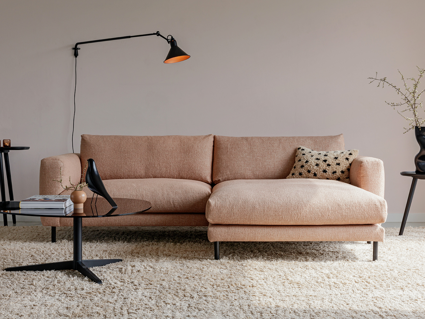 acheter Canapé d'angle tissu chenille 4 Dusty Pink Biarritz - 232 / 165 x 97 x 82cm - FRANCE CANAPÉ ®