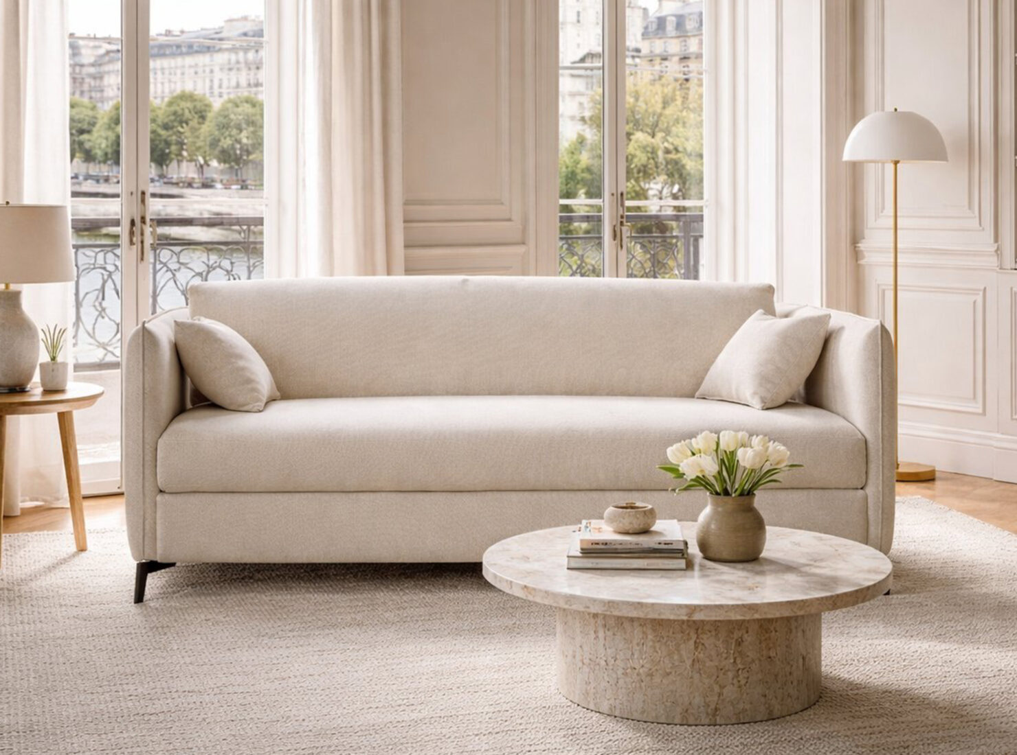 acheter Canapé 3 places tissu uni 1 Ivory
 ANNECY - 180 x 105 x 84cm - FRANCE CANAPÉ ®