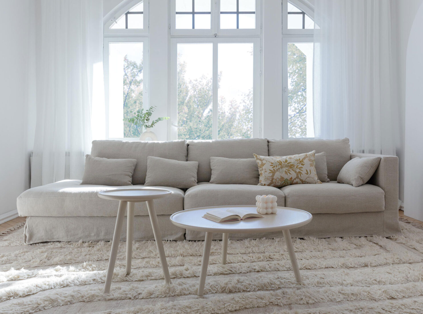 acheter Canapé 4 places tissu uni 2 (24) flax Belle ile - 304x110x85cm - FRANCE CANAPÉ ®