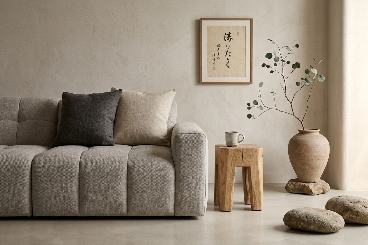 Décoration minimaliste Japandi : quelques accessoires naturels, sans surcharge