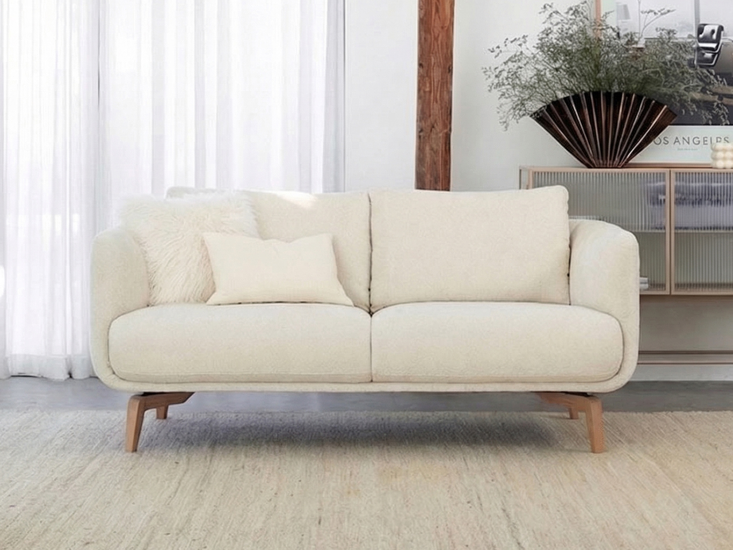 acheter Canapé 2 places tissu chenille 1 cream MÉDAN - 183x91x82cm - FRANCE CANAPÉ ®
